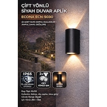 Econa Ecn-5030 Çift Yönlü Duvar Aplik Ip65 Iç Ve Dış Mekan Bahçe Aydınlatma , Siyah Kasa , Gu10 Duylu , 2 Adet Gu10 Ampul Kullanılır , Ampul Dahil Değildir Diğer