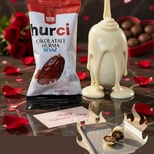Hurci Beyaz Çikolata Kaplı Bademli Hurma 500 Gr