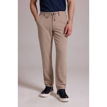 Erkek Bej Slim Fit Yazlık Yan Cepli Jogger Pantolon