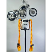 Motor & Motosiklet Çift Turuncu Örgü Saç Kask Dış Aksesuarı Diğer