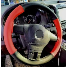 Renault Laguna Uyumlu Dikmeli Direksiyon Kılıfı Iki Renkli Kırmızı-siyah