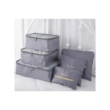6 Parça Seyahat Düzenleyici Set Gri Gri