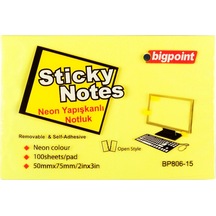 Bigpoint Yapışkanlı Not Kağıdı 75x50 Neon Sarı Bp806-15