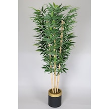 Metal Siyah Gold Saksıda Yapay Bambu Ağacı Premium Iri Yapraklı 175 Cm