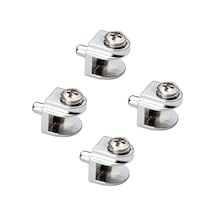 Badem10 Cam Raf Tutucu Metal Cam Etejer Pimli Krom Metal Vidalı 4 Adet Aahşap