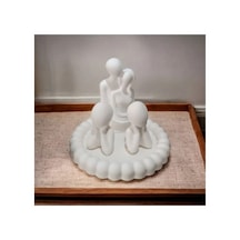 Aile İki Çocuklu Buble Tabaklı Biblo Seti Çift 11 Cm Tabak 14 Cm 5 Parça