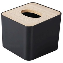 Siyah-kare Doku Kutusu Ahşap Kapaklı Siyah Kağıt Mendil Kutusu Araba İçin Mini Mutfak Peçete Tutucu Modern Ev Oturma Saklama Kutusu