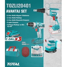 Total TOSLI20401 Alçıpan Vidalama + Matkap+ Ekzantrik Zımpa 3'lü Set