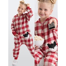 Denokids Fox Ekose Kız Çocuk Tulum Çok Renkli