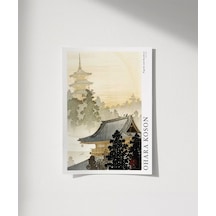 Çerçevesiz Poster Ohara Koson Pagoda Ve Gökkuşağı