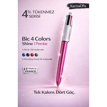 4 Colors Shine Çok Renkli Tükenmez Kalem Pembe Pembe