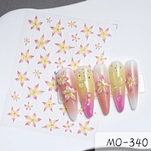 5d Etiket Zambak Çiçeği Tırnak Çıkartmaları Jöle Nail Art Süslemeleri Akrilik Yapışkanlı Jel Kaydırıcılar Yaz Çıkartmalar Manikür Aksesuarları Bej
