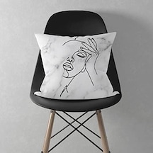 Mermer Desenli Art Tasarımlı Kırlent Yastık Açık Indigo