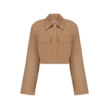 Whenever Company Camel Renk Koton Crop Ceket Camel