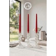 Selen Concept Linea Model Cam Şamdan & Mumluk Büyük Boy 3'lü Set Şeffaf