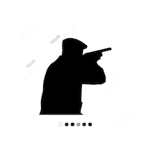 Elinde Tüfeği Ile Av Yapan Avcı Adam Sticker 20Cm