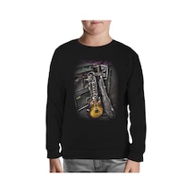 Müzik - Gitar Siyah Çocuk Sweatshirt Siyah