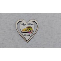 Kara Bilişim Söz Nişan Nikah Düğün Kalpli Vosvos Magnet 7 CM 25 Adet