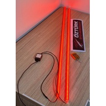 Cam Kenarı Yanıp Sönen Led Lamba 2 Li Uzaktan Kumandalı, 12 Modlu, Kırmızı Işık 12v