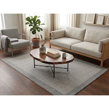 Derin Sisal Gri Bordürlü Açık Gri Jüt Sisal Dekoratif Kaymaz Taban Yıkanabilir Halı St08-1046 Renkli