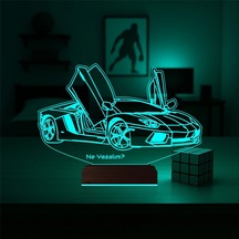 Luvivia Spor Araba Lamborghini Kişiye Özel 3d Lamba - Masa Gece Lambası Şeffaf