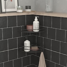 Teknotel İki Katlı Kancalı Banyo Rafı Mat Siyah Bk022h Mat Siyah