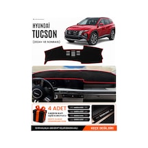 Hyundai Tucson 2024+ Sonrası Uyumlu Torpido Örtüsü, Torpido Kılıfı - Siyah-kırmızı - Hu039
