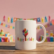 Özel Üretim Kutlama Gereci Kahve Sever Çay Sunumu Happy Birthday Kupa Bardak Çok Renkli