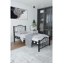 Argimo Orkide Tek Kişilik Ferforje Siyah Metal Karyola 90x190