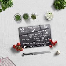 Mutfak Kuralları - Kara Tahta Görünümlü Cam Kesme Tahtası - Cam