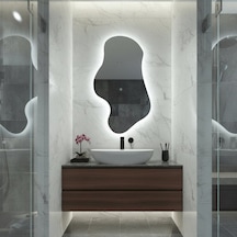 30x51 Cm Asimetrik Led Ayna Touch Sensörlü, Dimming Özellikli 6500k Beyaz Işık 5 Boyut Beyaz