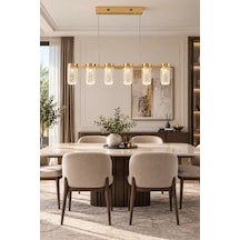 Modern Premium 6'lı Gold Sarkıt Avize Dekoratif Salon Yemek Masası Aydınlatması 40w