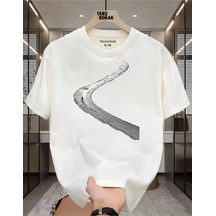 Startmore Unisex Uznu İnce Bir Yoldayım T-shirt Beyaz
