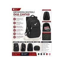 Ortopedik Sırt Destekli Okul Çantası 3 Bölmeli Geniş Hacimli, Ayarlanabilir Omuz Askılı Çanta / Unisex Çok Amaçlı Spor Ve Fitness Çantası Füme Füme