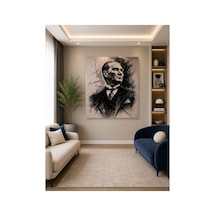 Tam Renk Atatürk Dekoratif Kanvas Duvar Tablosu Siyah
