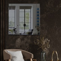 Ayna | Füme Ayna | Dikdörtgen Kanallı - Kare Ayna | 60Cm X 60Cm Füme