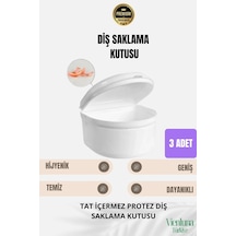 Yüksek Kalite Uzun Ömürlü Plastik Hijyenik Tat İçermez Protez Diş Saklama Kutusu Geniş Boy 3 Adet