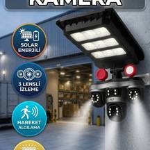 3 Lens Solar Güvenlik Kamerası Hareket Algılama Ve Led Dış Mekan Aydınlatma