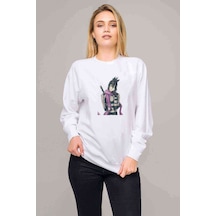 Anime One Punch Man Sonic Baskılı Beyaz Kadın Sweatshirt (528290804)