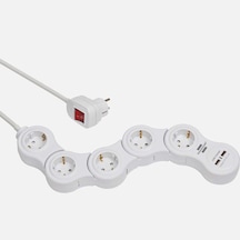 Brennenstuhl Vario Power 1,4 Metre 5+2'li Usb Uzatma Kablosu