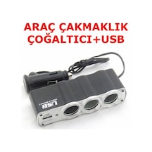 Oto Araç Çakmak Çoklayıcı 3 Port Çakmak 12 Volt + 1 Usb 5 Volt
