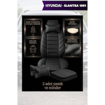 Hyundai Elantra 1991 Uyumlu Premium Lüks Siyah Renk 2 Adet Minder Ve Yastık