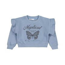 Civil Girls Kelebek Baskılı 2-5 Yaş Sweatshirt Mavi