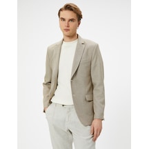 Koton Blazer Ceket Slim Fit Düğmeli Cep Detaylı Bej 5wam50003hk Ekru