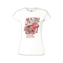 Küba - Araba Beyaz Kadın Tshirt 001