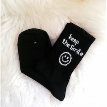 Keep The Smile Yazılı Çorap Çok Renkli