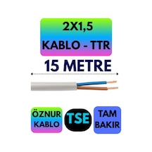 Öznur 2x1,5 Ttr Kablo Beyaz Metre Seçenekli - 15 Metre