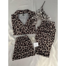 Mh Moony Homewears 3'lü Viskon Penye Der Pard Pijama Takımı Çok Renkli