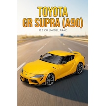 TıfılToys Hobbiez Lisanslı Toyota Gr Supra Kapıları Açılabilir Model Diecast 1/32 Ölçek Metal Standlı Araç Sarı