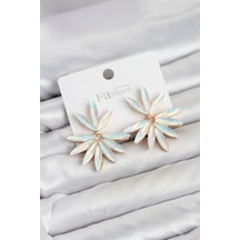 Beyaz Renk Kristal Taşlı Lotus Model Kadın Küpe - Ebj260725w44252 Diğer